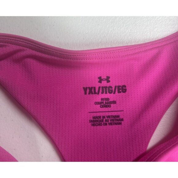 Under Armour Motion Crop Tank Tops Girl's XL Pink & Black Sports Bra NEW - Picture 12 of 15
